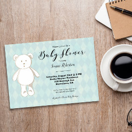 Niedliche Teddy Bear Baby Dusche | Aqua Blue Raute