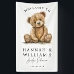 Niedliche Teddy Bear Baby Dusche Begrüßungszeichen Banner<br><div class="desc">Niedliche,  skurrile Aquarell kleine Teddy Bären Babydusche Begrüßungsschild in einem modernen Aquarell minimalistisch. Einfach und skurril. Die vollständige Auflistung der Babyduschprodukte für dieses Design finden Sie unter: https://www.zazzle.com/collections/119262390990703012</div>