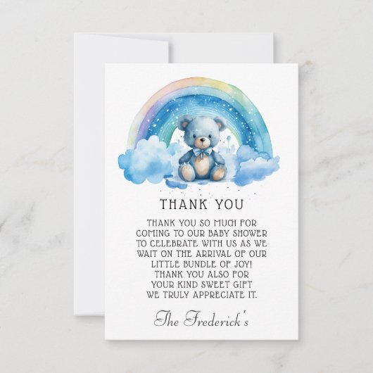 Niedliche Teddy Bear Baby Dusche Danke Karte (Vorderseite)