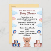 Niedliche Teddy Bear Baby Dusche Einladung (Vorne/Hinten)