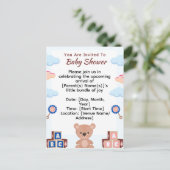 Niedliche Teddy Bear Baby Dusche Einladung (Stehend Vorderseite)