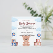 Niedliche Teddy Bear Baby Dusche Einladung (Stehend Vorderseite)