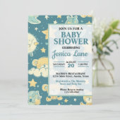 Niedliche Teddy Bear Baby Dusche Einladung (Stehend Vorderseite)