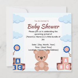 Niedliche Teddy Bear Baby Dusche Einladung