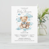 Niedliche Teddy Bear Baby Dusche Einladung (Stehend Vorderseite)