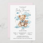 Niedliche Teddy Bear Baby Dusche Einladung (Vorne/Hinten)