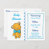 Niedliche Teddy Bear Baby Dusche Einladung (Vorne/Hinten)