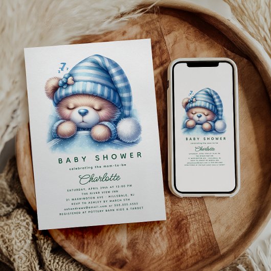 Niedliche Teddy Bear Baby Dusche Einladung