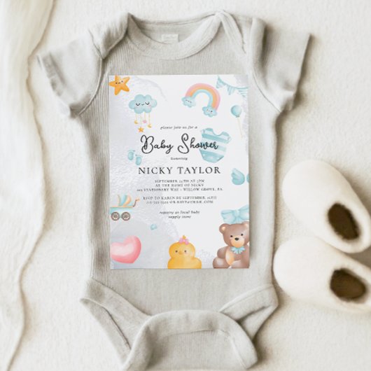 Niedliche Teddy Bear Baby Dusche Einladung