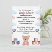Niedliche Teddy Bear Baby Dusche Einladung (Stehend Vorderseite)