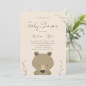 Niedliche Teddy Bear Baby Dusche Einladung (Stehend Vorderseite)