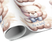 Niedliche Teddy Bear Baby Dusche Es ist ein Boy Wa Geschenkpapier (Rolleneckpunkt)