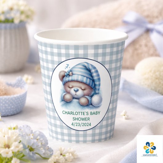 Niedliche Teddy Bear Baby Dusche Pappbecher
