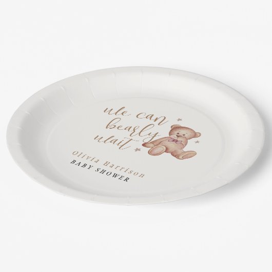 Niedliche Teddy Bear Baby Dusche Pappteller (Schrägansicht)