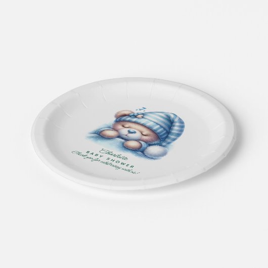 Niedliche Teddy Bear Baby Dusche Pappteller (Schrägansicht)