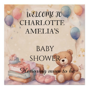 Niedliche Teddy Bear Baby Dusche Poster
