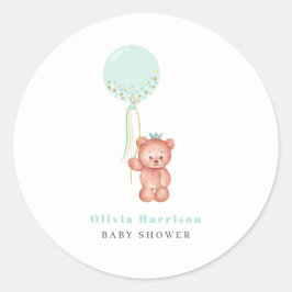 Niedliche Teddy Bear Baby Dusche Runder Aufkleber