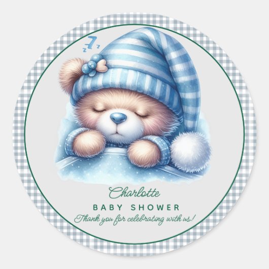 Niedliche Teddy Bear Baby Dusche Runder Aufkleber (Vorderseite)