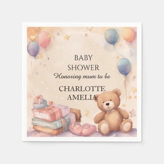 Niedliche Teddy Bear Baby Dusche Serviette (Vorderseite)
