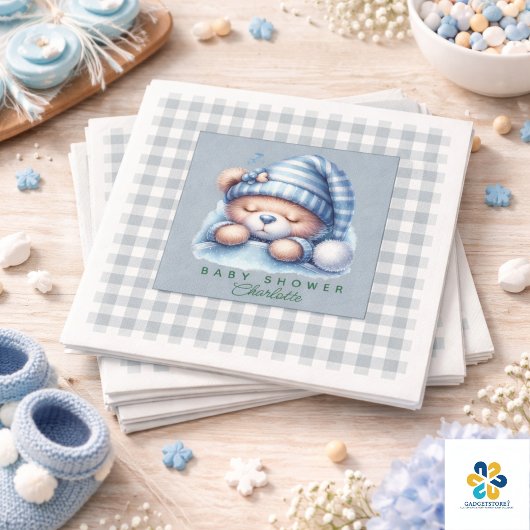 Niedliche Teddy Bear Baby Dusche Serviette
