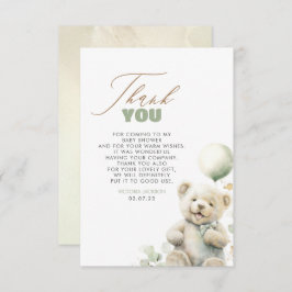 Niedliche Teddy Bear Baby Dusche Vielen Dank Dankeskarte
