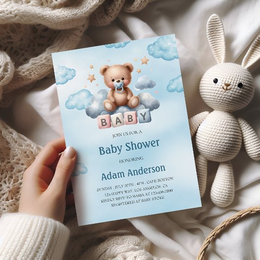 Niedliche Teddy Bear Baby Shower Einladung - Baby