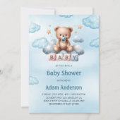 Niedliche Teddy Bear Baby Shower Einladung - Baby (Vorderseite)