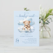 Niedliche Teddy Bear Baby Shower Einladungen (Stehend Vorderseite)