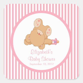 Niedliche Teddy Bear Baby Shower Square Sticker! Quadratischer Aufkleber