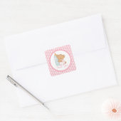 Niedliche Teddy Bear Baby Shower Square Sticker! Quadratischer Aufkleber (Umschlag)