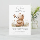 Niedliche Teddy Bear Babydusche Einladung (Stehend Vorderseite)