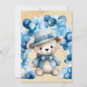 Niedliche Teddy Bear Balloon Arch Boy Babydusche Einladung (Rückseite)