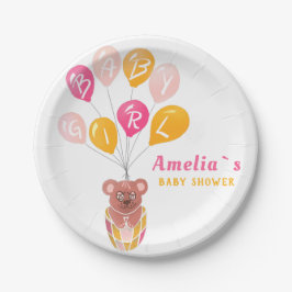 Niedliche Teddy Bear Balloon Baby Girl Baby Show Pappteller