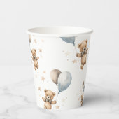 Niedliche Teddy Bear & Balloons Boy Baby Dusche Pappbecher (Rückseite)