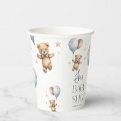 Niedliche Teddy Bear & Balloons Boy Baby Dusche Pappbecher (Rechts)