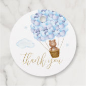 Niedliche Teddy Bear Blue Balloons Vielen Dank Geschenkanhänger (Rückseite)
