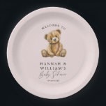 Niedliche Teddy Bear Blush Pink Girl Babydusche Pappteller<br><div class="desc">Fügen Sie Ihrem Baby-Duschtisch eine süße Touch mit dieser Teddy-Bärenpapiertafel-Konstruktion hinzu. Mit einem sanften Aquarellbär vor einem rot-rosa Hintergrund verbindet es Charme mit Praxisnähe für Ihre Feier. Diese Teller sind ideal, um Essen und Desserts zu servieren, während Sie Ihr Thema in sich behalten. Personalisieren Sie mit Namen, und Datum, um...</div>