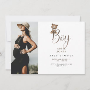 Niedliche Teddy Bear Boy Foto Babydusche Einladung