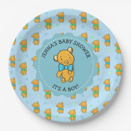 Niedliche Teddy Bear Boy's Baby Dusche Pappteller
