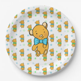 Niedliche Teddy Bear Boy's Baby Dusche Pappteller
