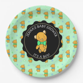 Niedliche Teddy Bear Boy's Baby Dusche Pappteller
