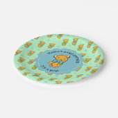 Niedliche Teddy Bear Boy's Baby Dusche Pappteller (Schrägansicht)