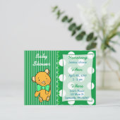 Niedliche Teddy Bear Green Baby Dusche Einladung (Stehend Vorderseite)