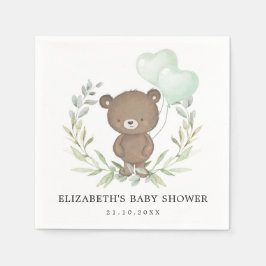 Niedliche Teddy Bear Greenery Balloons Kinderdusch Serviette