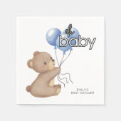 Niedliche Teddy Bear Holding Balloons Babydusche Serviette (Vorderseite)
