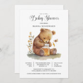 Niedliche Teddy Bear Honey Pot Babydusche Einladung (Vorne/Hinten)