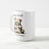Niedliche Teddy Bear Hug Pillow Brown benutzerdefi Kaffeetasse (Vorderseite Links)