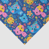 Niedliche Teddy Bear Illustration Blue Kids Seidenpapier (Detail)