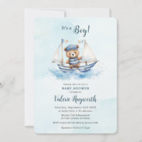 Niedliche Teddy Bear Nautical Boat Boy Babydusche