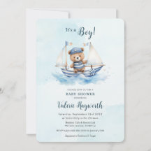 Niedliche Teddy Bear Nautical Boat Boy Babydusche